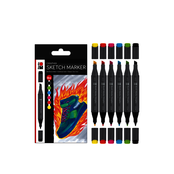 Sketch Marker Graphix HEAT, súprava 6 farieb