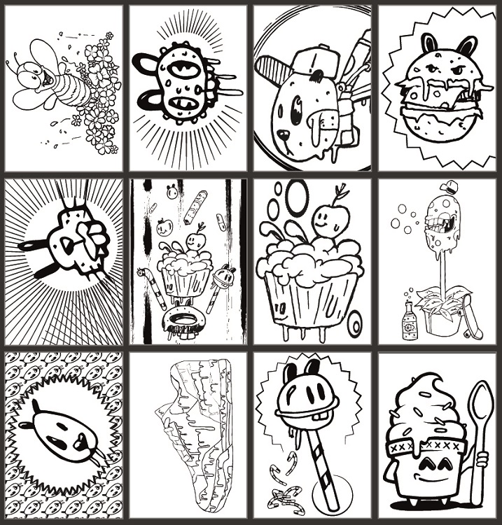 Colouring Card Set Graphix - Crazy Doodad 12ks