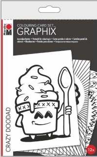 Colouring Card Set Graphix - Crazy Doodad 12ks